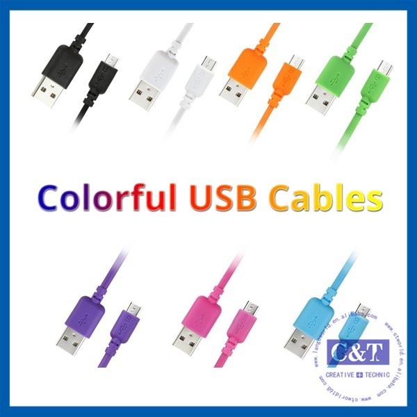 Χρωματισμένη γεια-ταχύτητα 2 -1 καλωδίων μεταφοράς δεδομένων Smartphone USB μικροϋπολογιστών
