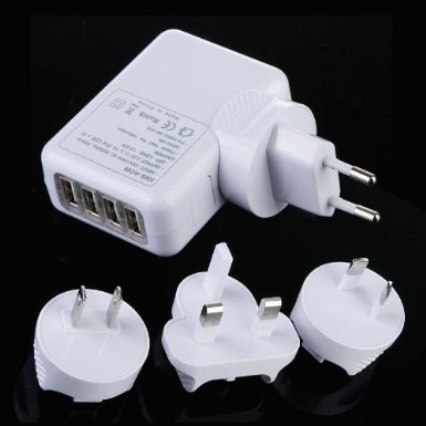 4 καθολικός USB προσαρμοστής εναλλασσόμενου ρεύματος τοίχων φορτιστών ταξιδιού λιμένων για το σπίτι, πολυ βούλωμα