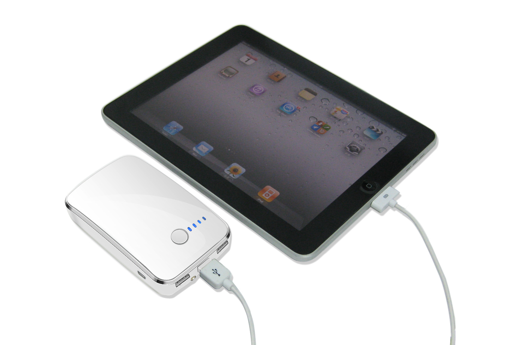 Λευκή Portable εξουσία μπαταριών με γραμμές σύνδεσης USB για Ipod, Ipad, κινητό τηλέφωνο