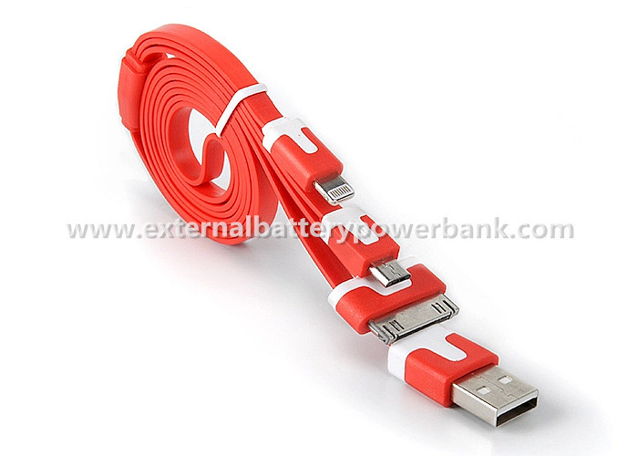 3 σε 1 επίπεδο Noodle USB καλώδιο μεταφοράς δεδομένων για το iPhone 4G/4S 5G/5S/Samsung